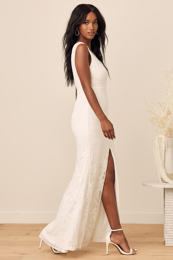Chic White Maxi Dress - Embroidered ...
